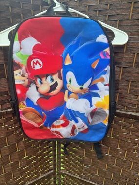 Kids Character Backpack in Red & Blue featuring Mario and Sonic